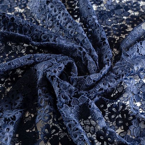 Гипюр-макраме К19-398 темно-синий