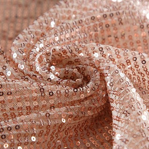 Пайетки на сетке плиссе 055-16376 розовое золото