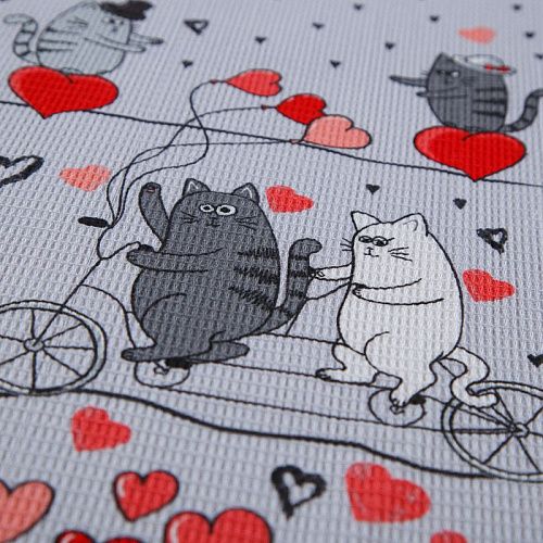 Полотно вафельное 007-13892 серый принтованный