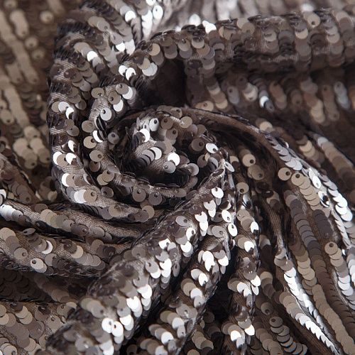 Пайетки на трикотаже F.Filippi 055-16420 зеленая бронза