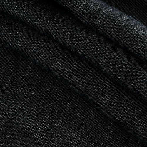 Лен натуральный 035-12032 черный джинс однотонный