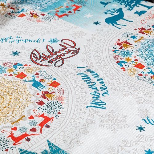 Полотно вафельное 007-00146 белый принтованный