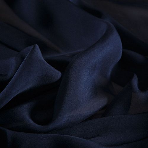 Шифон шелковый 068-16809 темно-синий однотонный