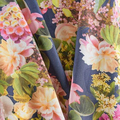 Вискоза 009-12033 пыльно-синий принтованный