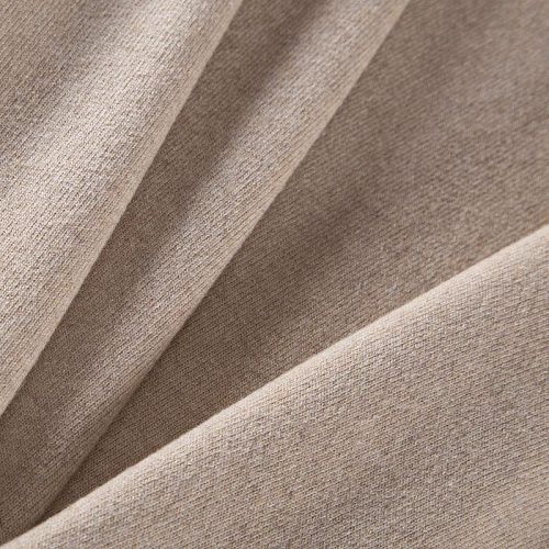 Трикотаж шерстяной вязаный 056-19827 бежевый однотонный