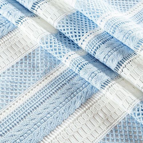 Гипюр-макраме К21-1077 бело-голубой 