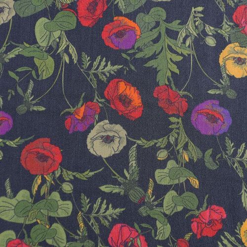 Шелк-вискоза 064-12174 пыльно-синий принтованный