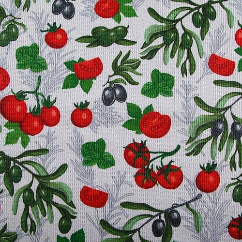 Полотно вафельное 007-15301 белый принтованный