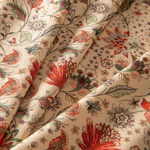 Лен-вискоза 035-20286 бежевый принтованный