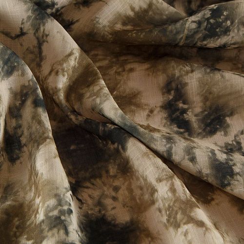 Лен искусственный 035-17441 бежево-черный принтованный