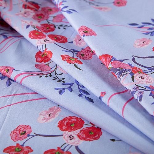 Поплин 063-19924 голубой принтованный