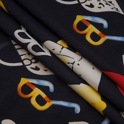 Вискоза "Лоренцо" стрейч 036-17677 черный принтованный