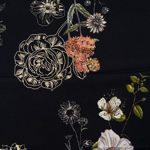 Креп плательный 026-12376 черный принтованный