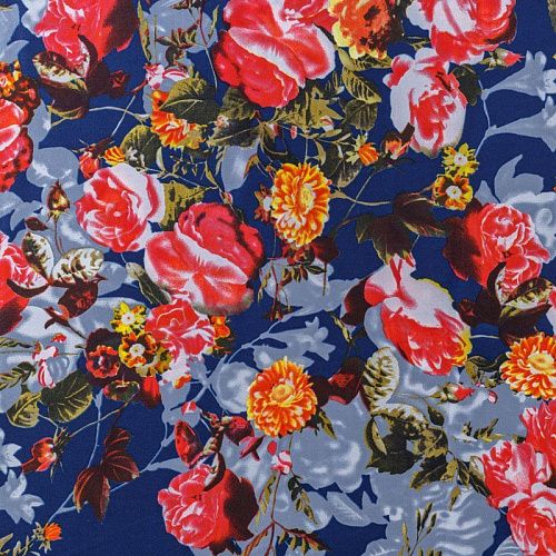 Креп 026-08414 синий принтованный