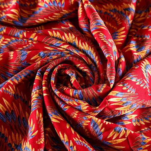 Твил-штапель 069-04635 темно-красный принтованный