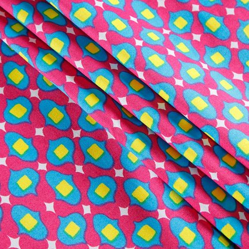 Сатин-коттон стрейч 063-12323 розовый принтованный