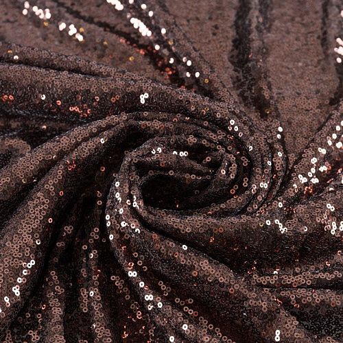 Ткань с пайетками 055-02817 шоколадный однотонный