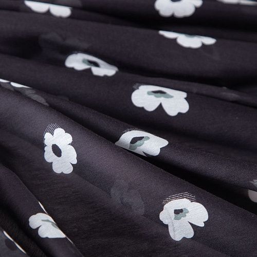 Шелк-батист 064-20100 черный принтованный