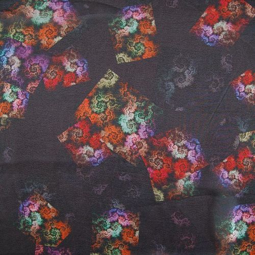 Шифон 068-17398 черный принтованный