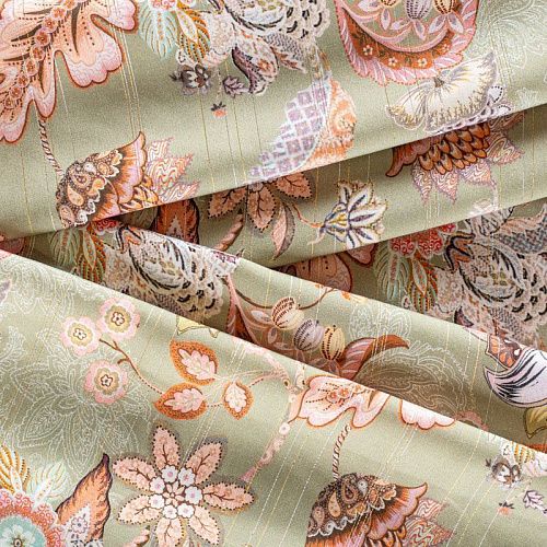 Вискоза с люрексом 009-1004 зеленый шалфей принтованный