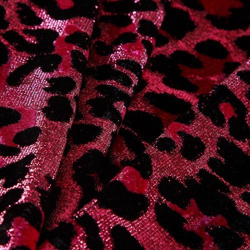 Бархат стрейч с люрексом 002-19096 фуксия/черный