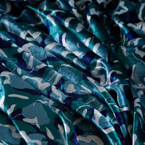 Бархат Armani 002-19216 сине-зеленый принтованный