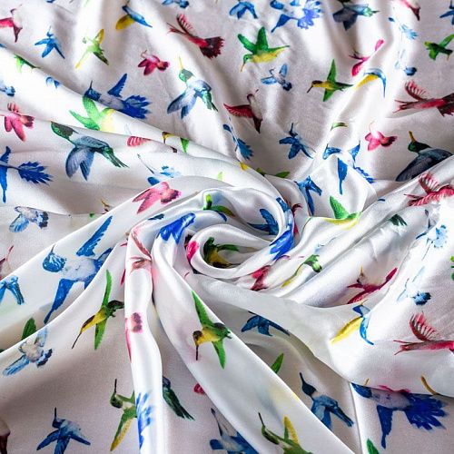 Шелк натуральный К01-243 белый принтованный