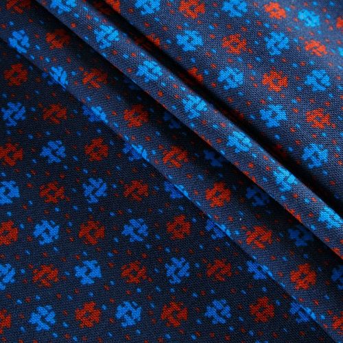 Трикотаж 056-12653 темно-синий принтованный