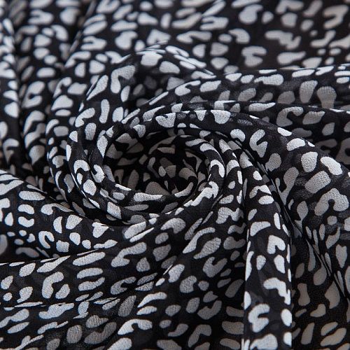 Креп-шифон 027-17942 черный принтованный