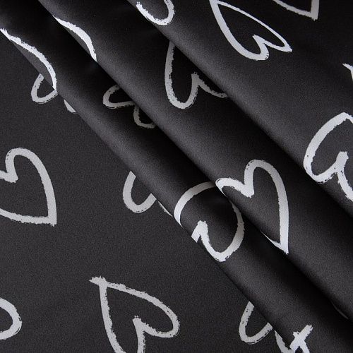 Атлас-тафта 001-11734 черный принтованный