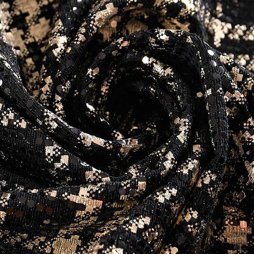 Трикотаж с пайетками 056-11082 черный/золото