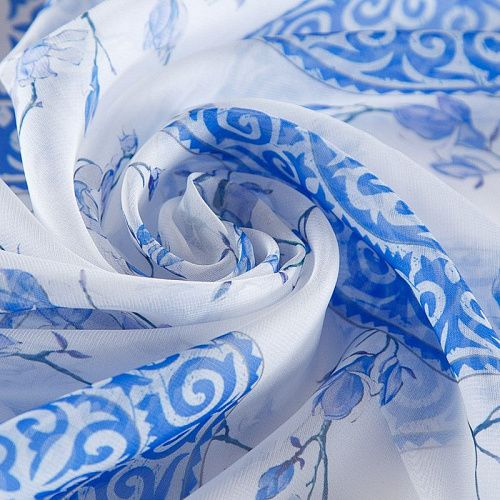 Шифон 068-17386 белый принтованный