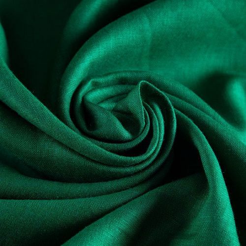 Лен натуральный премиум 035-19895 зеленый однотонный