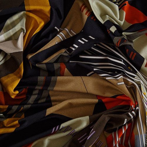 Трикотаж 056-16322 черный принтованный