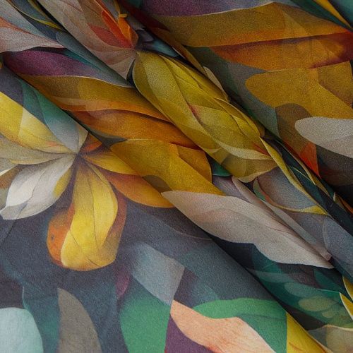 Шифон 068-17453 желто-зеленый мультиколор