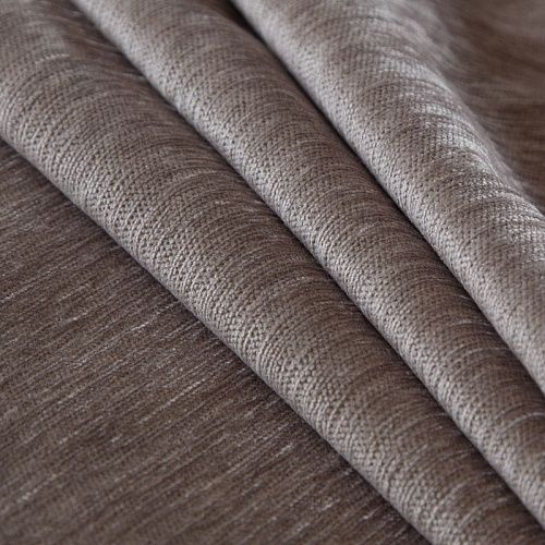 Ткань портьерная шенилл 22-02-14495 серо-бежевый однотонный