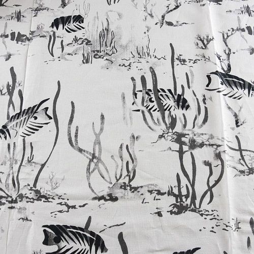 Лен натуральный 035-12099 молочный принтованный