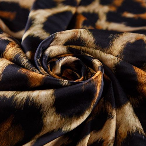 Шелк синтетический 065-13926 бежевый принтованный