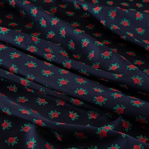 Шерсть костюмная с вышивкой 025-19634 темно-синий