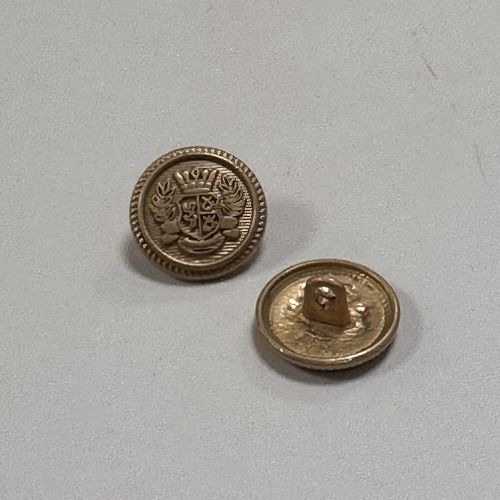 Пуговица на ножке 15 мм металл с гербом под медь 404380