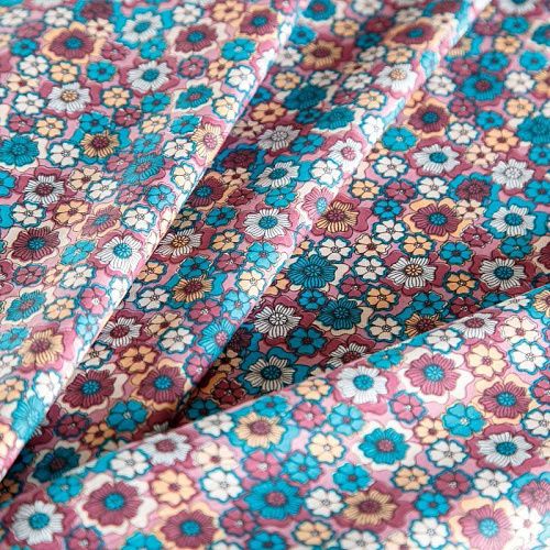 Хлопок 063-02029 розово-голубой принтованный