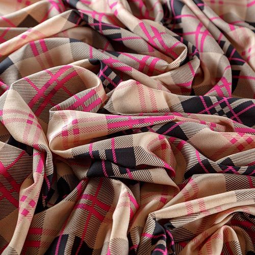 Крепдешин синтетический 029-08387 бежевый принтованный