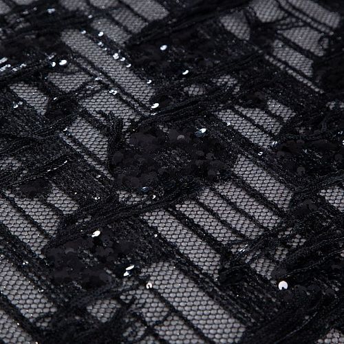 Сетка с вышивкой и пайетками 055-20761 черный