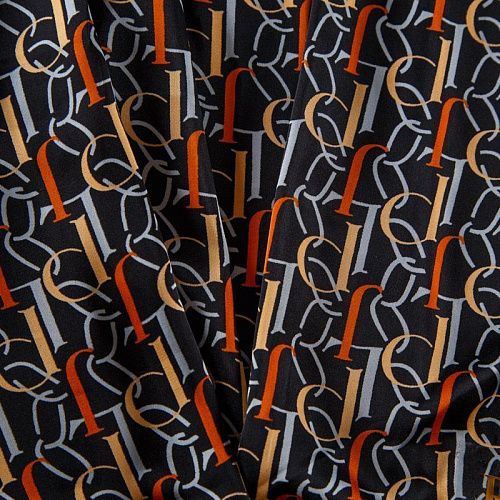 Шелк синтетический 065-13793 черный принтованный