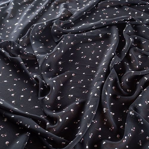 Шелк синтетический 065-01439 черный принтованный