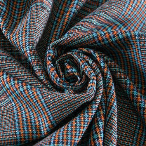 Ткань костюмная с люрексом 025-12235 лазурно-оранжевый