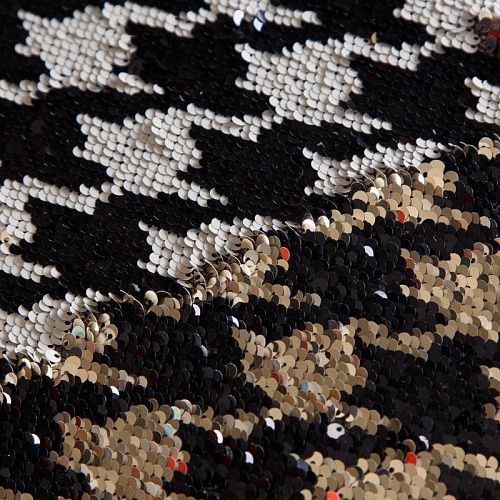 Двухстронние пайетки на сетке 055-16859 черно-белый/золото