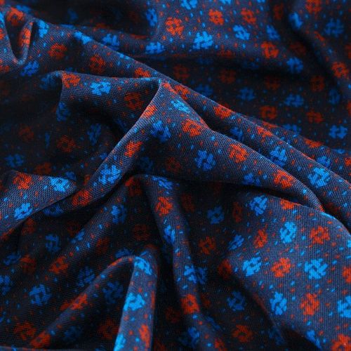 Трикотаж 056-12653 темно-синий принтованный