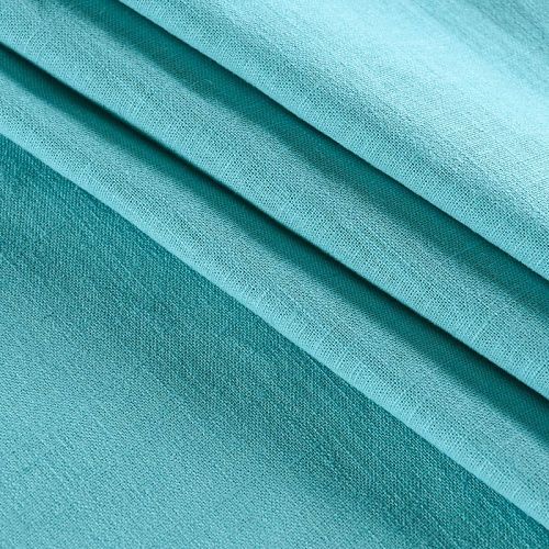 Лен натуральный 035-11727 бирюзовый однотонный