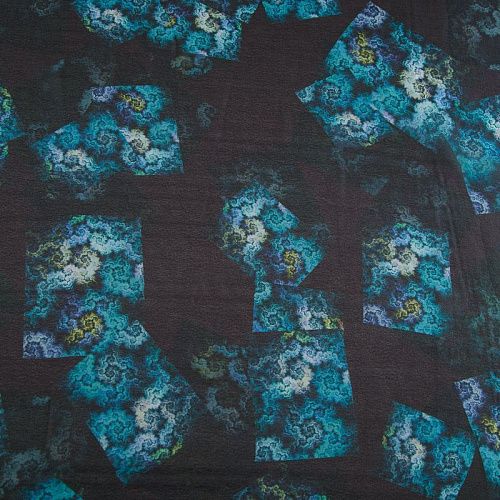 Шифон 068-17407 черный принтованный